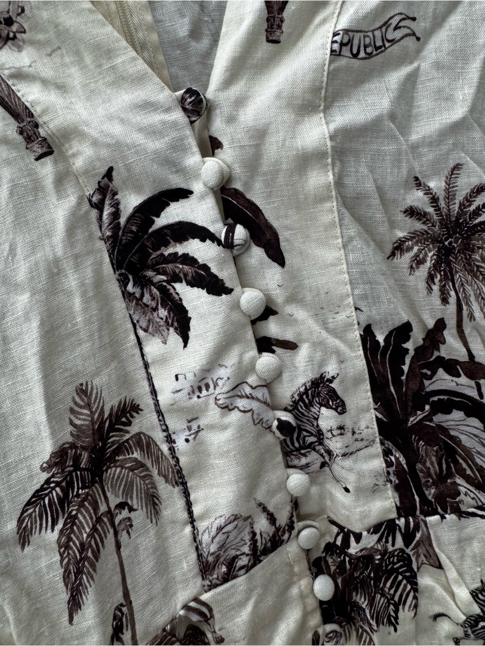 Banana Republic Linen Safari Print Mini Dress Size XXL Long Sleeve - Picture 7 of 11